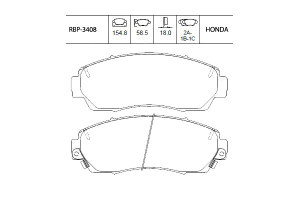 ön Fren Balatası Tiggo 8 Pro 2023- / Crv 2015- / Civic Sedan Hybrid 2010-2012 (sekman Delikli)-45022-SHJ-A00 45022-T0A-A00 45022-SHJ-A50 45022-SA0-660 45022-T1G-G01 204002140AA