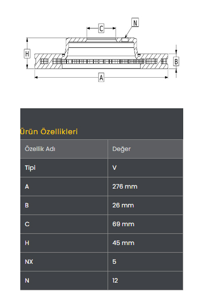 Ön Fren Diski (276-5)  Lancer 2008-  Dodge Calıber 2006-