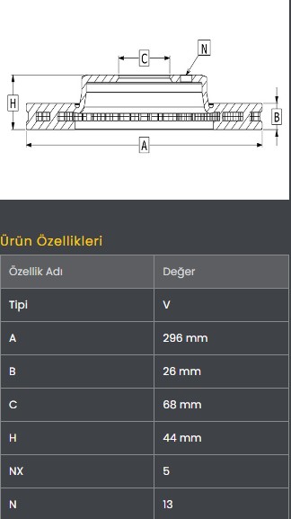 Fren Diski On (296-5)- Qashqai 14-  Xtrail 14-  Kadjar 15-