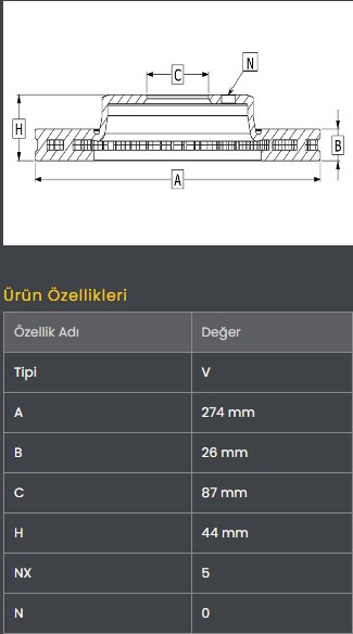 Fren Diski On (274-5)- Starex 03-07  H100 Kamyonet 04-