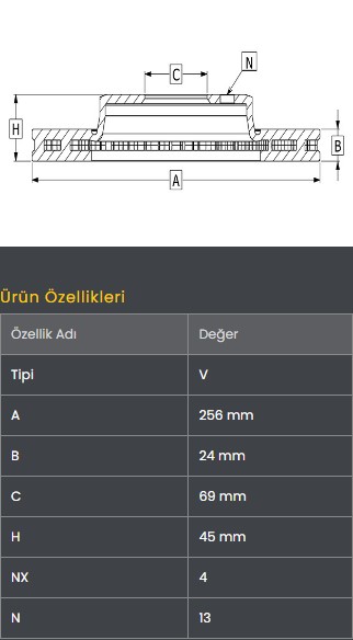 Ön Fren Diski (256-4) Carisma 1.8 1998-