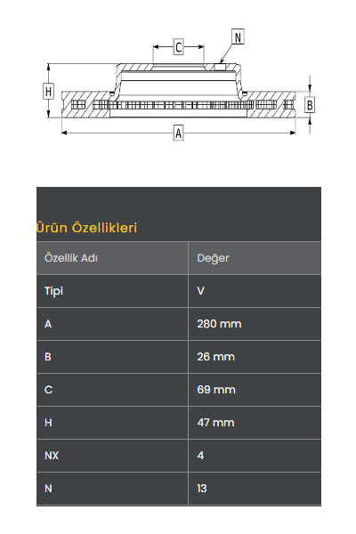 Fren Diski On (280-4)- Elantra 04-06  Sonata 01-04