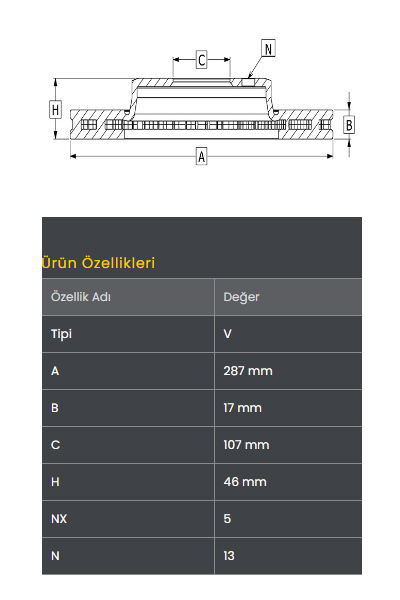 Fren Diski On (287-5)- Vitara 5 Kapi  90-98  Jimny 03-