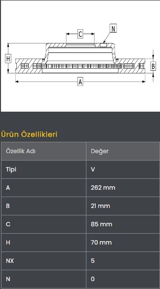 Fren Diski On (262-5)-Tata-Telcoline 2Wd 97-07