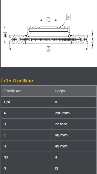 Fren Diski On (280-4)- Primera-P11 96-01 1.61.82.0  Almera 00-