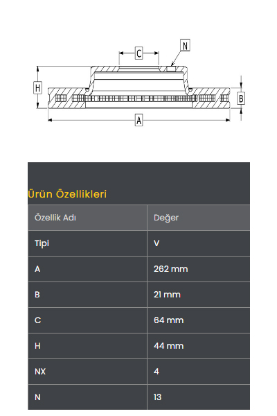 Fren Diski On (262-4)- Civic 1.6Cc 92-06  Jazz 08-  Rover-2004002545  City 21-