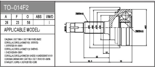 Aks Kafa Dış (26*23*56) Corolla Ae92/100/101 1988-2001