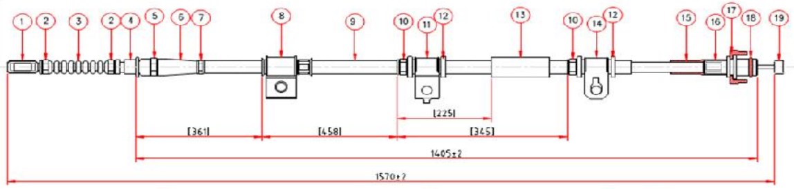 Arka El Fren Teli Sag- Elantra 04-06  (Disk Fren Sistemli Araclar)