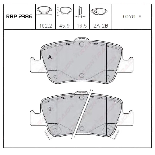 Arka Fren Balata - Corolla 1.4 D4D (Dizel) 06-13 / Auris 1.4 D4D 06-19 / Corolla Benz-Dzl 13-19