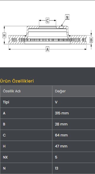 Fren Diski On (315-5)- Crv 1.6 I-Dtec 15-