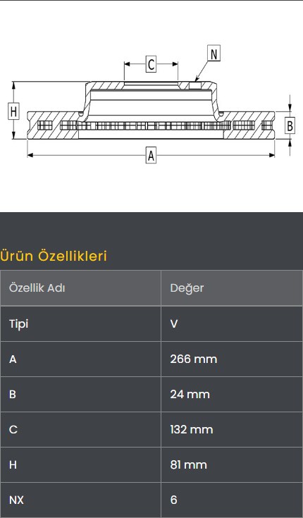 Fren Diski Arka (266-6)- Canter Fuso Tfa35 15-